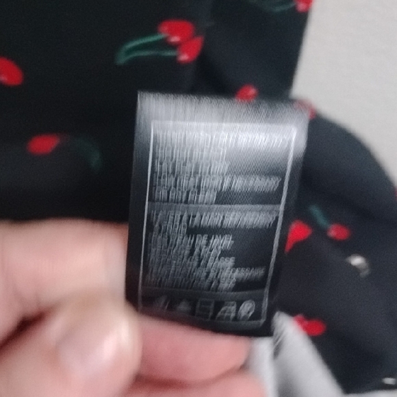 Vintage Betsey Johnson Retro Style Black Cherry Print Snap Front Bodycon Dress - Picture 9 of 14